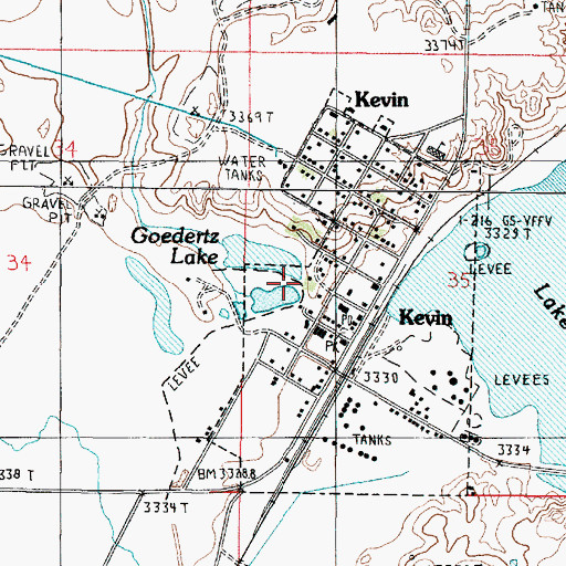 Topographic Map of Goeddertz Dam, MT