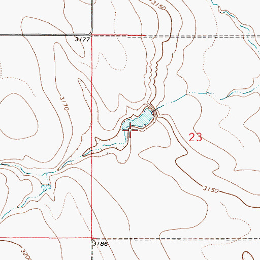 Topographic Map of Shay Dam, MT