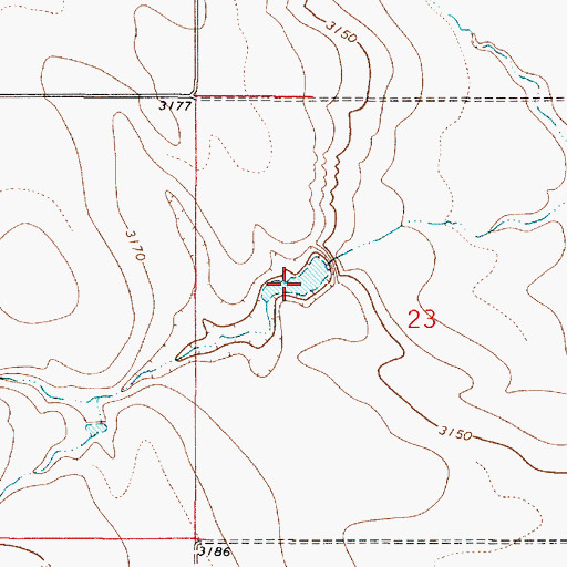 Topographic Map of Shay Reservoir, MT