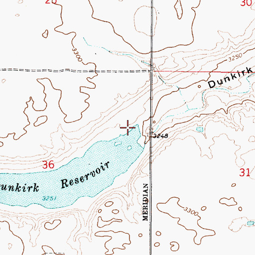 Topographic Map of G N R R Dunkirk Reservoir Dam, MT