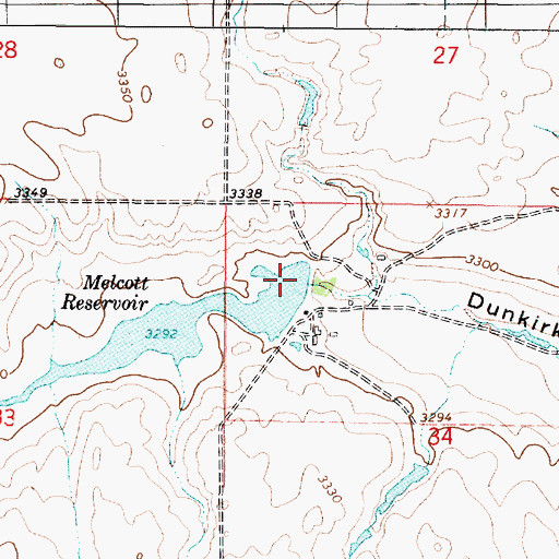 Topographic Map of Melcott Dam, MT