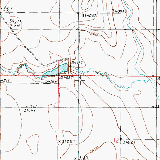 Topographic Map of Flesch Number 2 Dam, MT
