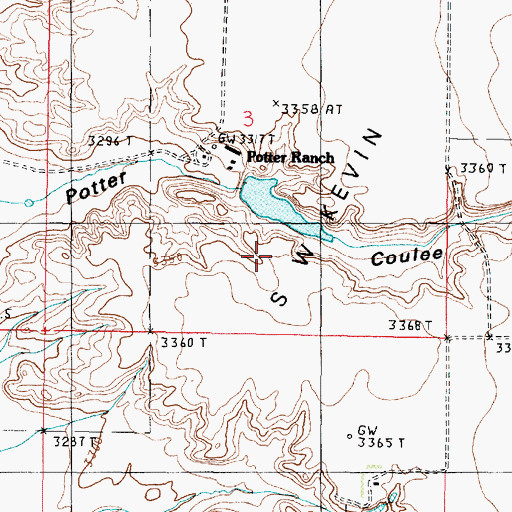 Topographic Map of Potter Dam, MT