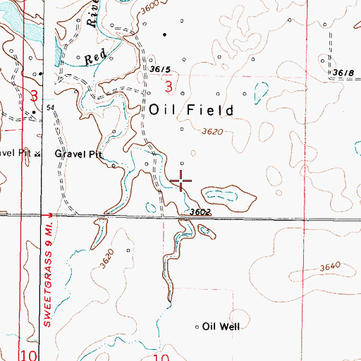 Topographic Map of Hillside Colony Dam, MT