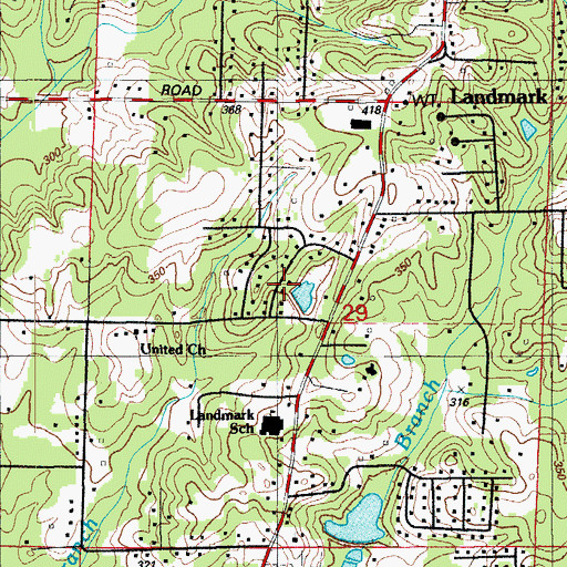 Topographic Map of Landmark Lake Dam, AR