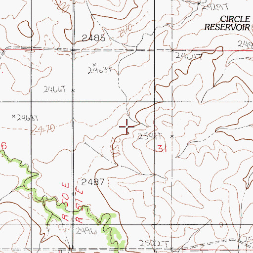 Topographic Map of Circle Reservoir, MT