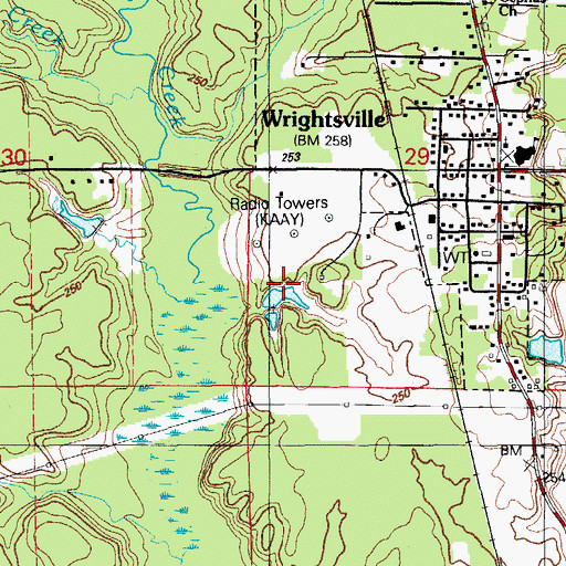 Topographic Map of Walton Lake Dam, AR