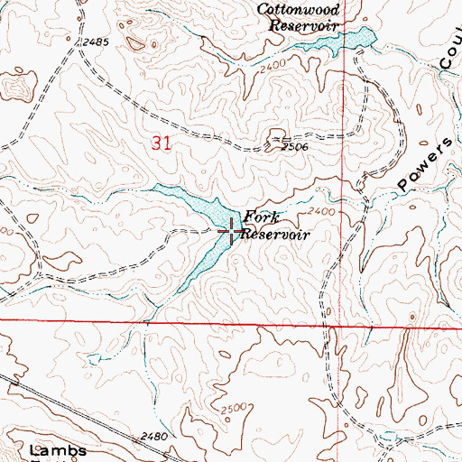 Topographic Map of USA Reservoir Number 1 Dam, MT