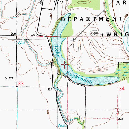 Topographic Map of Lake Kuykendall Dam, AR