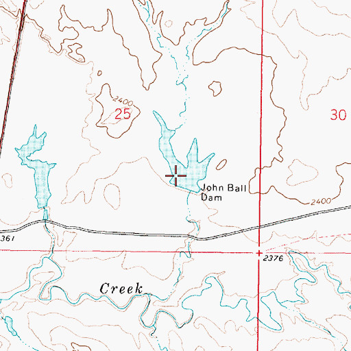Topographic Map of John Ball Reservoir, MT