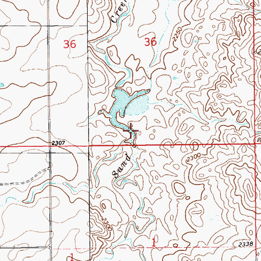 Topographic Map of Picard Reservoir Dam, MT