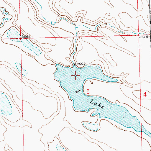 Topographic Map of J Lake Dam, MT