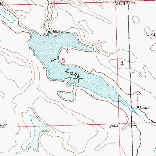 Topographic Map of J Lake, MT