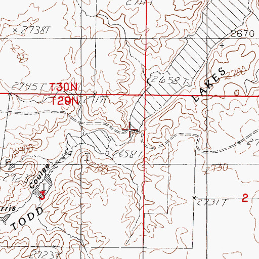 Topographic Map of Todd Lake Dam, MT