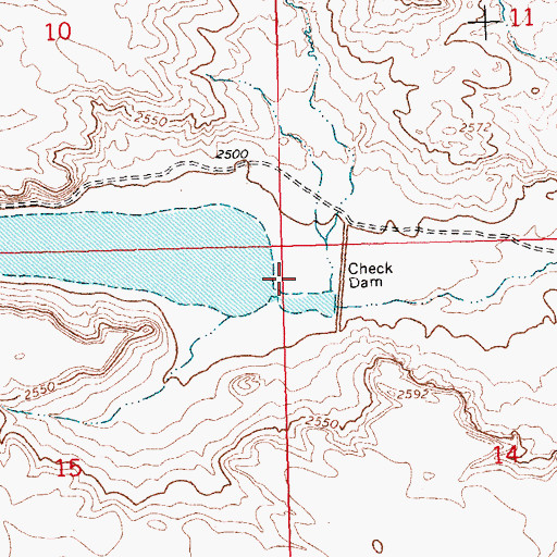 Topographic Map of Snake Butte Reservoir Dam, MT