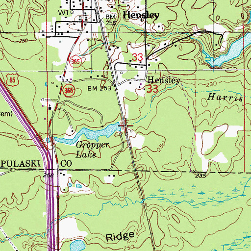 Topographic Map of Gropper Lake Dam, AR