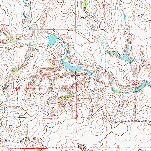 Topographic Map of Flecher Reservoir Dam, MT