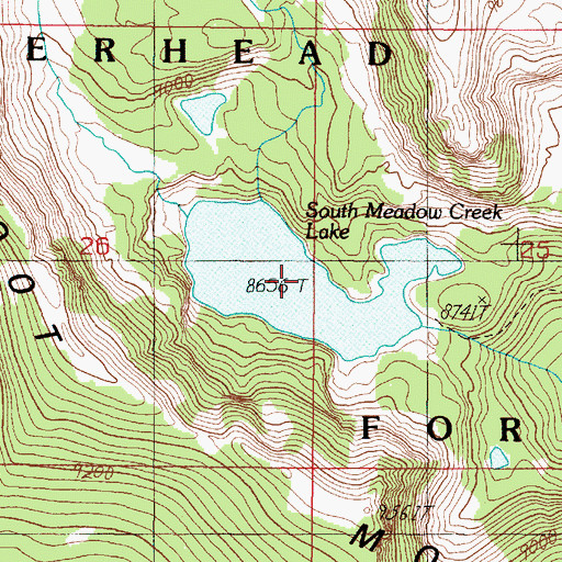 Topographic Map of South Meadow Creek Lake, MT