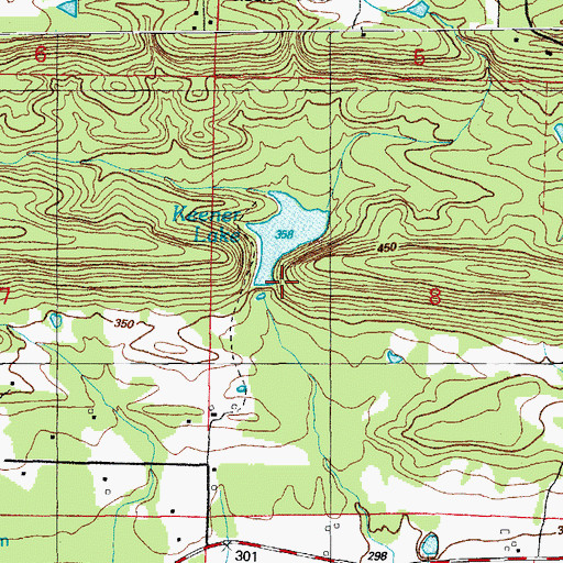 Topographic Map of Keener Lake Dam, AR