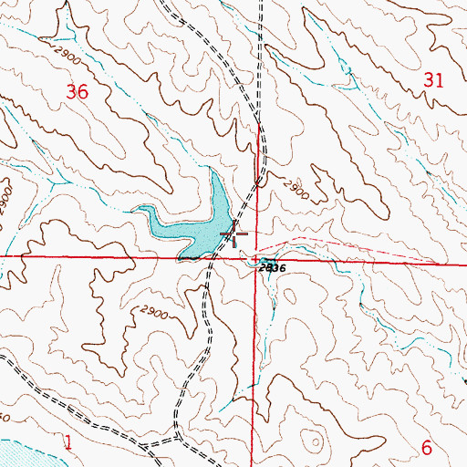 Topographic Map of Montana Number 6 Dam, MT