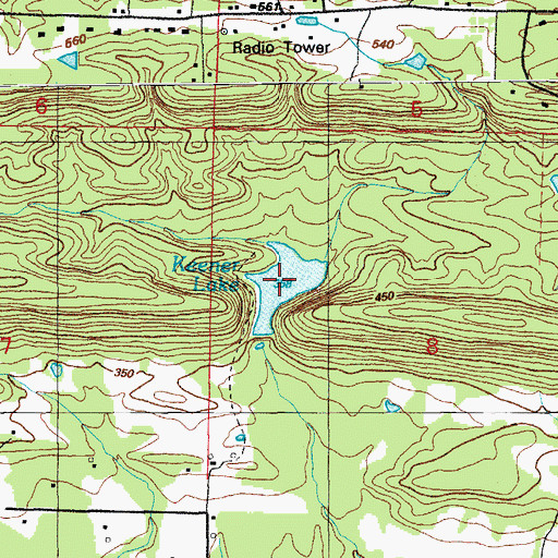 Topographic Map of Keener Lake, AR