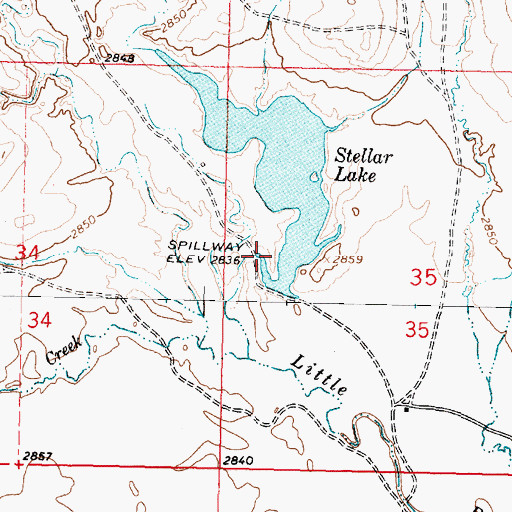 Topographic Map of Stellar Lake Dam, MT