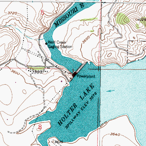 Topographic Map of Holter Dam, MT