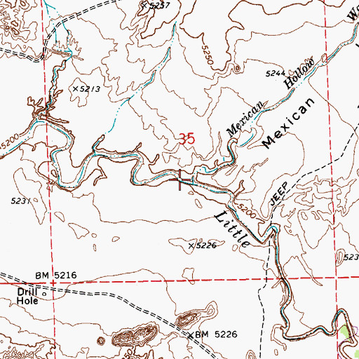 Topographic Map of Mexican Hollow, AZ