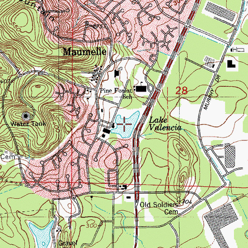 Topographic Map of Lake Valencia, AR