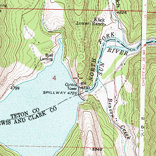 Topographic Map of Gibson Reservoir, MT