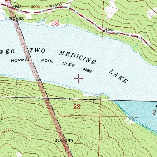 Topographic Map of Lower Two Medicine Lake, MT