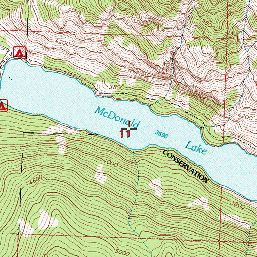 Topographic Map of McDonald Lake, MT