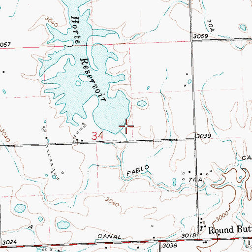 Topographic Map of Horte Dam, MT