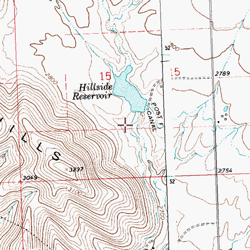 Topographic Map of Hillside Dam, MT