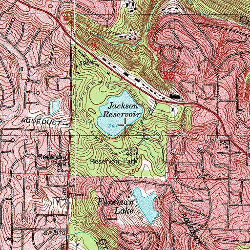 Topographic Map of Jackson Reservoir Dam, AR