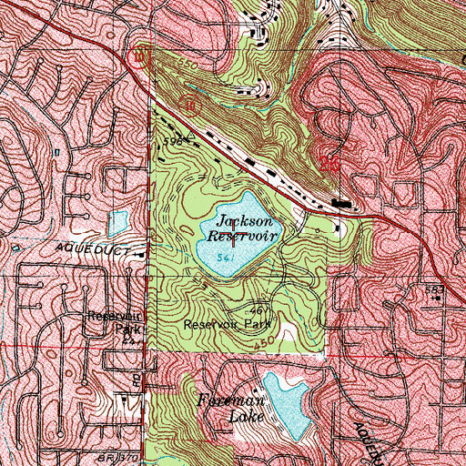Topographic Map of Jackson Reservoir, AR
