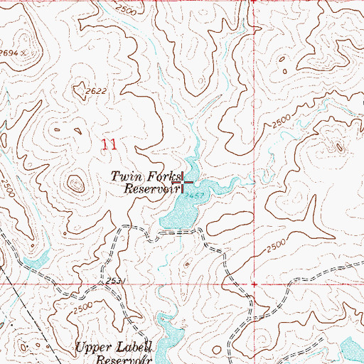 Topographic Map of Twin Forks Dam, MT