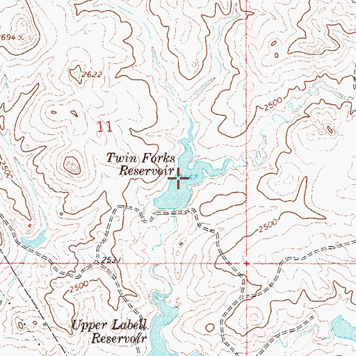 Topographic Map of Twin Forks Reservoir, MT