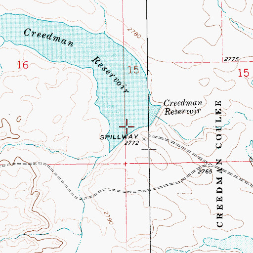Topographic Map of Creedman Dam, MT