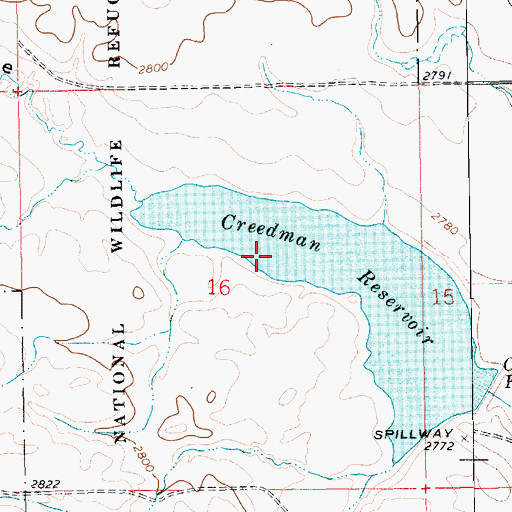 Topographic Map of Creedman Reservoir, MT