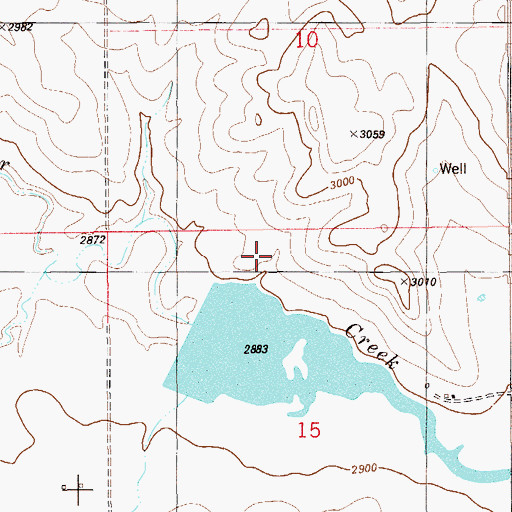 Topographic Map of Lamesteer Reservoir Dam, MT