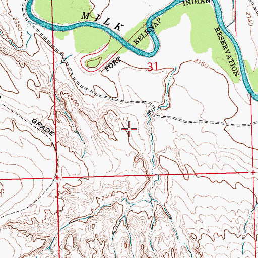 Topographic Map of Fort Belknap Sewage Lagoon Dam, MT