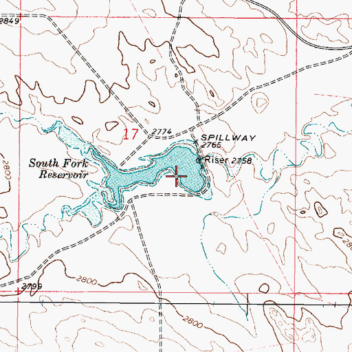 Topographic Map of South Fork Cherry Creek Dam, MT