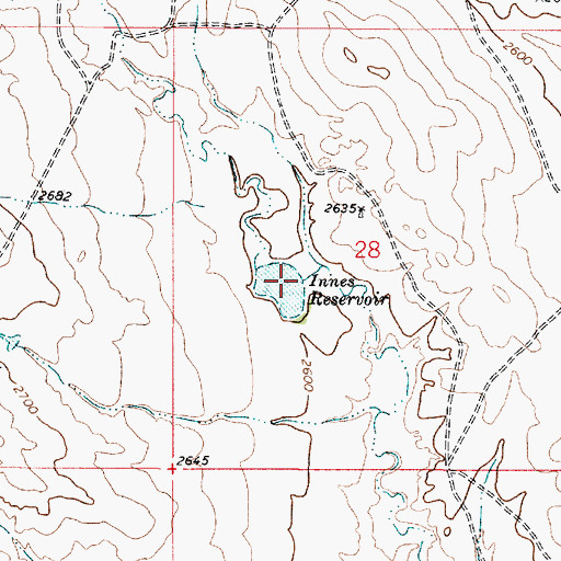 Topographic Map of Innes Reservoir Dam, MT