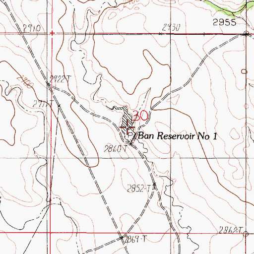 Topographic Map of Ban Dam, MT