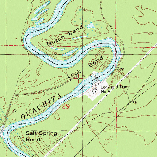 Topographic Map of Lock and Dam Number Eight, AR