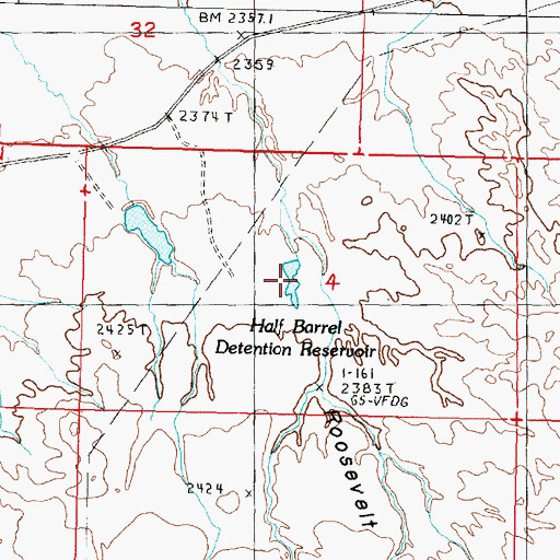 Topographic Map of Half Barrel Detention Reservoir, MT