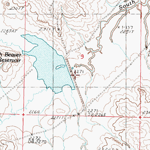 Topographic Map of South Beaver Reservoir Dam, MT