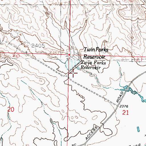 Topographic Map of Twin Forks Dam, MT
