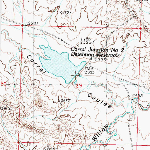 Topographic Map of Corral Junction Two Dam, MT